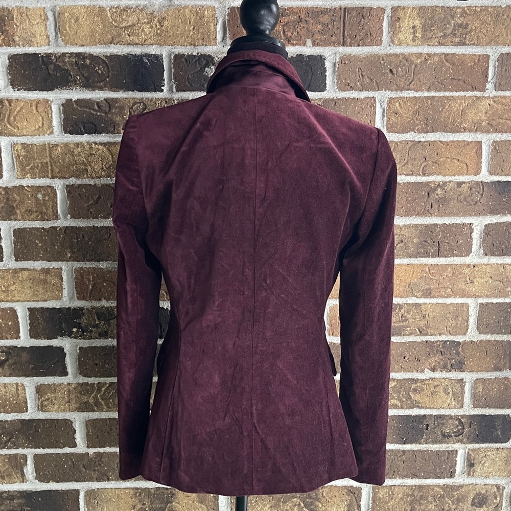 ELIE TAHARI Slate BurgundyRed Velvet Alena Woman’s Jacket Long Sleeve - Picture 5 of 10